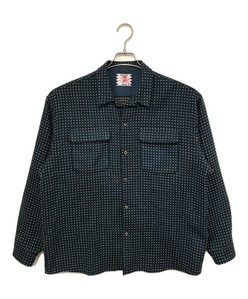 son of the cheese（（サノバチーズ））son of the cheese (（サノバチーズ）) DOT WOOL SHIRT ピンク×グリーン サイズ:Ⅼの古着・服飾アイテム