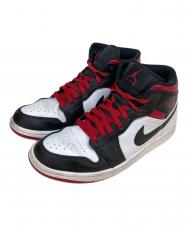 NIKE (ナイキ) AIR JORDAN1 MID ブラック×ホワイト サイズ:26