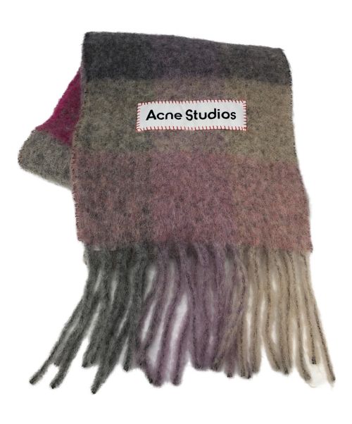 Acne studios（アクネ ストゥディオス）Acne studios (アクネストゥディオス) モヘアチェックスカーフ ピンクの古着・服飾アイテム