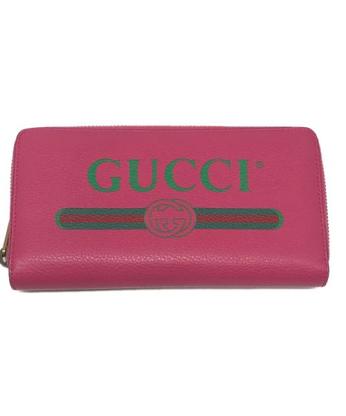 GUCCI（グッチ）GUCCI (グッチ) ジップアラウンドウォレット ショッキングピンクの古着・服飾アイテム