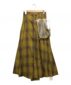 UNITED TOKYOユナイテッドトーキョー）の古着「チェックアシメプリーツスカート」｜イエロー