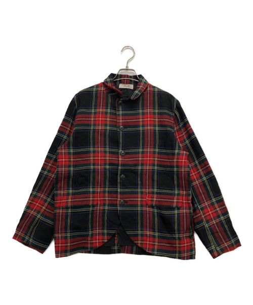 ICHI Antiquites（イチアンティークス）ICHI Antiquites (イチアンティークス) LINEN/WOOL TARTAN CHECK JACKET レッド サイズ:表記無しの古着・服飾アイテム