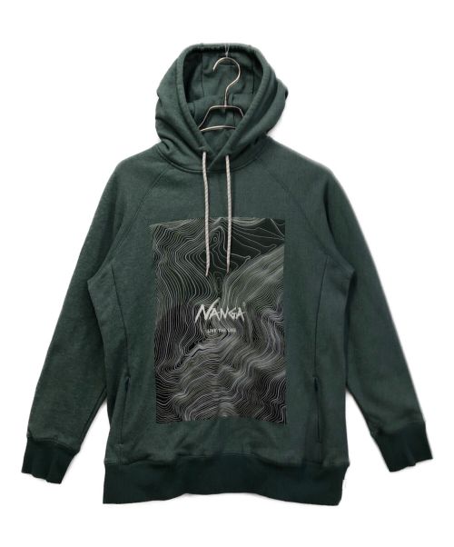 NANGA（ナンガ）NANGA (ナンガ) ECO HYBRID CONTOUR MAP LOGO SWEAT HOODIE グリーン サイズ:Sの古着・服飾アイテム