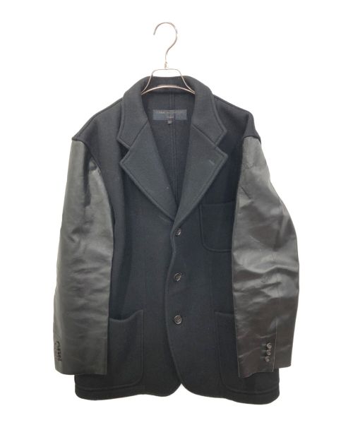 COMME des GARCONS HOMME（コムデギャルソン オム）COMME des GARCONS HOMME (コムデギャルソン オム) レザー切替コート ブラック サイズ:Mの古着・服飾アイテム