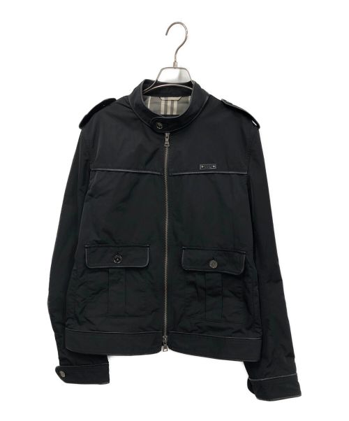 BURBERRY BLACK LABEL（バーバリーブラックレーベル）BURBERRY BLACK LABEL (バーバリーブラックレーベル) レザーパイピングジャケット ブラック サイズ:Lの古着・服飾アイテム