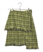 LE CIEL BLEUルシェルブルー）の古着「Tweed Mini Skirt」｜黄緑