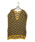 6(ROKU) BEAUTY&YOUTHロク ビューティーアンドユース）の古着「DIAMOND MOTIF SKIPPER KNIT VEST(ダイヤモンドモチーフスキッパーニットベスト)」｜イエロー