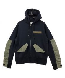 sacai（サカイ）の古着「Nylon Twill Mix Sponge Sweat Blouson」｜ネイビー×オリーブ