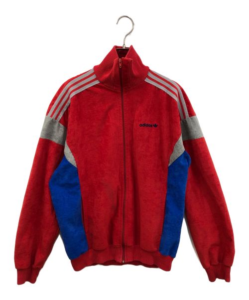 adidas（アディダス）adidas (アディダス) ハイネックベロアジャケット レッド サイズ:174/Mの古着・服飾アイテム