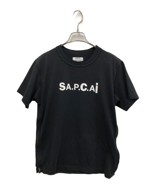 A.P.C.（アーペーセー）A.P.C. (アーペーセー) sacai (サカイ) サイドジップ半袖カットソー ブラック サイズ:Sの古着・服飾アイテム