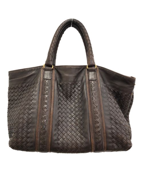 BOTTEGA VENETA（ボッテガベネタ）BOTTEGA VENETA (ボッテガベネタ) イントレチャートトートバッグ ブラウンの古着・服飾アイテム