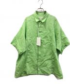 beta postベータポスト）の古着「Folding Line Half Sleeve Shirt」｜グリーン