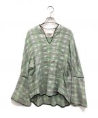 Mame Kurogouchiマメクロゴウチ）の古着「KASURI PLAID PULLOVER」｜グリーン