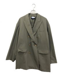 MAISON SPECIAL（メゾンスペシャル）の古着「CORDURA Wool Prime-Over Gold Button Double Blazer」｜カーキ