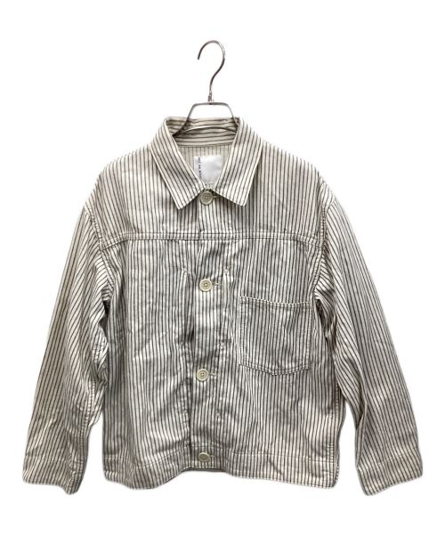 BRU NA BOINNE（ブルーナボイン）BRU NA BOINNE (ブルーナボイン) シークレットストライプジャケット ホワイト サイズ:Mの古着・服飾アイテム