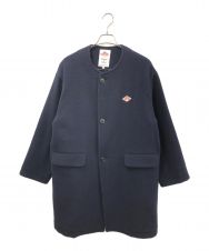 DANTON (ダントン) WOOL LIGHT PILE ノーカラーロングコート ネイビー サイズ:38