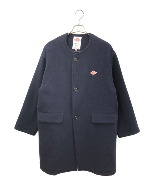 DANTON（ダントン）DANTON (ダントン) WOOL LIGHT PILE ノーカラーロングコート ネイビー サイズ:38の古着・服飾アイテム