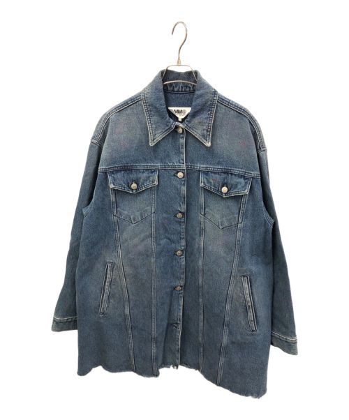 MM6 Maison Margiela（エムエムシックス メゾンマルジェラ）MM6 Maison Margiela (エムエムシックス メゾンマルジェラ) ハイライトマーカー加工ーバーサイズデニムジャケット インディゴ サイズ:38の古着・服飾アイテム