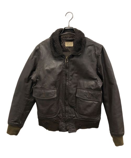 U'S NAVY（ユーエスネイビー）U'S NAVY (ユーエスネイビー) G-1 Leather Flight Jacket ブラウン サイズ:42の古着・服飾アイテム