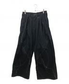 sulvamサルバム）の古着「STITCH WIDE PANTS」｜ブラック