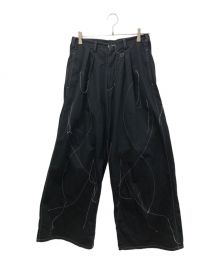 sulvam（サルバム）の古着「STITCH WIDE PANTS」｜ブラック