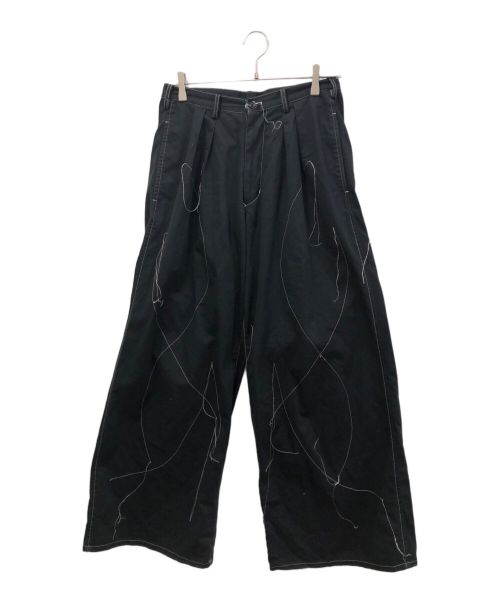 sulvam（サルバム）sulvam (サルバム) STITCH WIDE PANTS ブラック サイズ:Mの古着・服飾アイテム