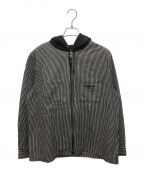 SUPREMEシュプリーム）の古着「Hooded Stripe Denim Zip Up(フーデッド ストライプ デニム ジップアップ)」｜ブラック