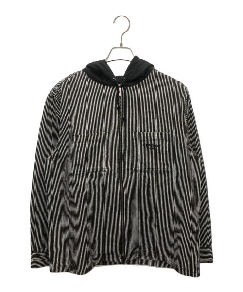 SUPREME（シュプリーム）SUPREME (シュプリーム) Hooded Stripe Denim Zip Up(フーデッド ストライプ デニム ジップアップ) ブラック サイズ:Lの古着・服飾アイテム