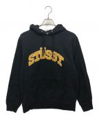 stussyステューシー）の古着「CHENILLE ARCH APPLIQUE HOOD」｜ブラック