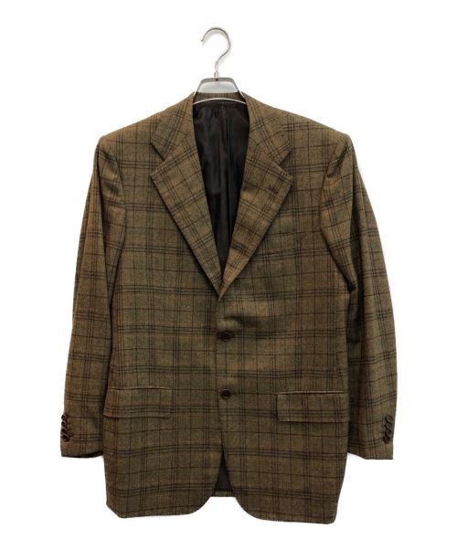 Kiton キートン ウールカシミアツイードチェックジャケット グリーン48-