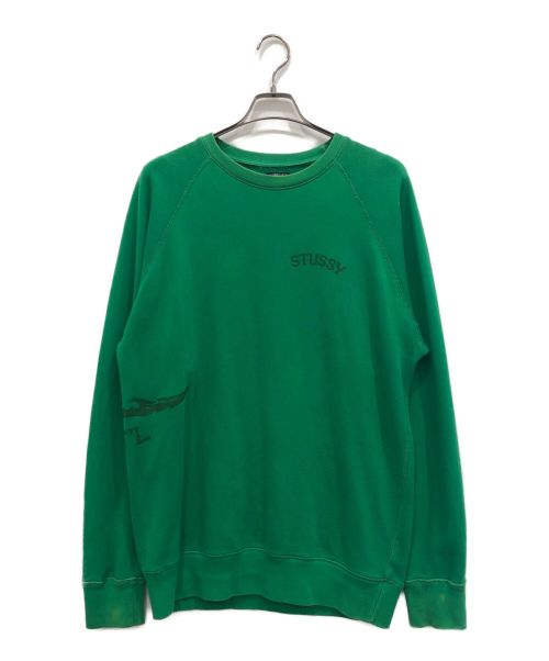 stussy（ステューシー）stussy (ステューシー) プリントスウェット グリーン サイズ:XLの古着・服飾アイテム