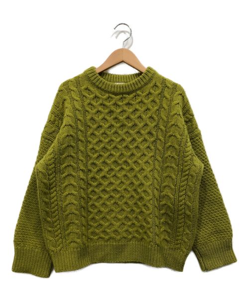 6(ROKU) BEAUTY&YOUTH（ロク ビューティーアンドユース）6(ROKU) BEAUTY&YOUTH (ロク ビューティーアンドユース) LIGHT CABLE KNIT 黄緑 サイズ:36の古着・服飾アイテム