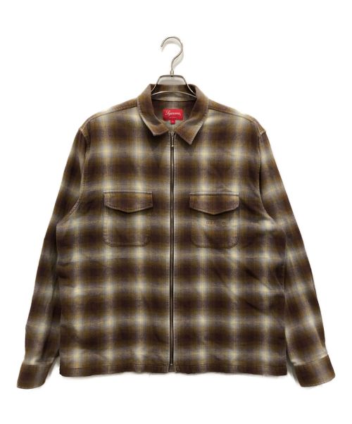 SUPREME（シュプリーム）Supreme (シュプリーム) Shadow Plaid Flannel Zip Shirt ブラウン サイズ:Lの古着・服飾アイテム