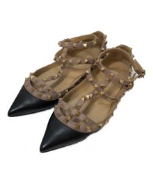 VALENTINO（ヴァレンティノ）の古着「ロックスタッズフラットパンプス」｜ブラック