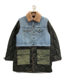 DIESEL（ディーゼル）の古着「W-SHAYL ドッキングデニムジャケット/デニム ボア ジャケット」｜カーキ×インディゴ