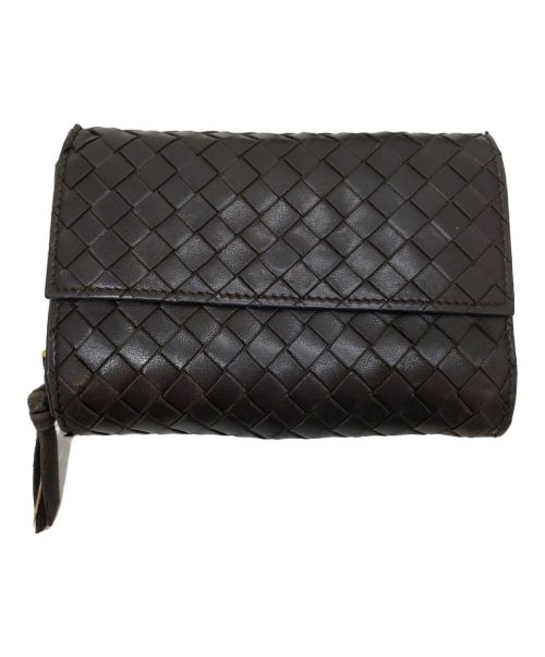 BOTTEGA VENETA（ボッテガベネタ）BOTTEGA VENETA (ボッテガベネタ) イントレチャート3つ折り財布 ブラウンの古着・服飾アイテム