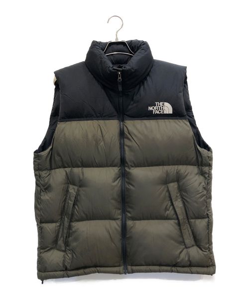 THE NORTH FACE（ザ ノース フェイス）THE NORTH FACE (ザ ノース フェイス) ヌプシダウンベスト/ダウン/ヌプシベスト/ カーキ×ブラック サイズ:XLの古着・服飾アイテム