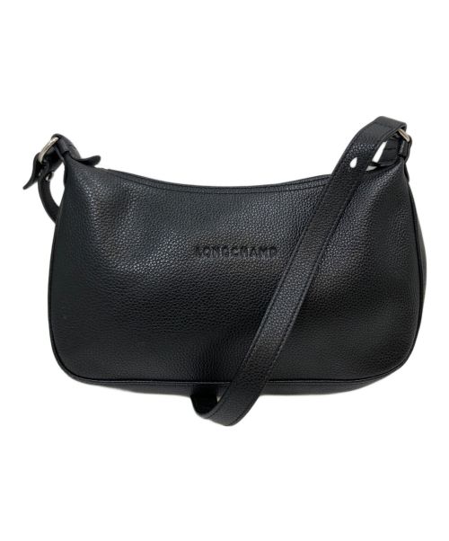 LONGCHAMP（ロンシャン）LONGCHAMP (ロンシャン) レザーショルダーバッグ/ハーフムーン/ミニショルダー/オールレザー ブラックの古着・服飾アイテム