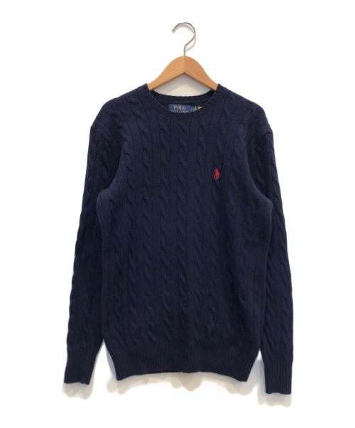 POLO RALPH LAUREN（ポロ・ラルフローレン）POLO RALPH LAUREN (ポロ・ラルフローレン) カシミヤ混 ケーブルニット/クルーネックニットプルオーバー ネイビー サイズ:Sの古着・服飾アイテム