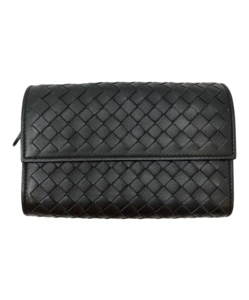 BOTTEGA VENETA（ボッテガベネタ）BOTTEGA VENETA (ボッテガベネタ) イントレチャート/二つ折り財布 ブラックの古着・服飾アイテム