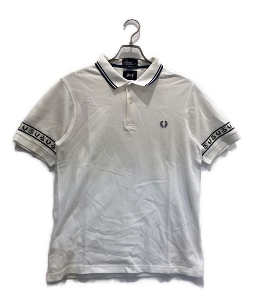 FRED PERRY（フレッドペリー）FRED PERRY (フレッドペリー) stussy (ステューシー) ロゴエンブロイダリーポロシャツ ホワイト サイズ:Lの古着・服飾アイテム