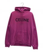 CELINEセリーヌ）の古着「クラシックロゴルーズスウェットパーカー/ロゴパーカー」｜ショッキングピンク