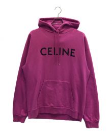 CELINE（セリーヌ）の古着「クラシックロゴルーズスウェットパーカー/ロゴパーカー」｜ショッキングピンク