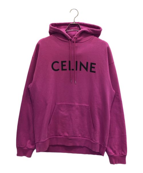 CELINE（セリーヌ）CELINE (セリーヌ) クラシックロゴルーズスウェットパーカー/ロゴパーカー ショッキングピンク サイズ:XLの古着・服飾アイテム