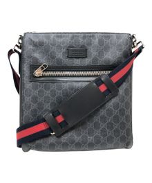 GUCCI（グッチ）の古着「GGショルダーバッグ/メッセンジャー/キャンバス ウェブ ストラップ/スプリーム」｜ブラック