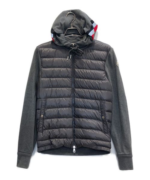 MONCLER（モンクレール）MONCLER (モンクレール) スウェット 切替 ダウン/ジップアップパーカー/スウェット切替 ダウンジャケット グレー サイズ:Sの古着・服飾アイテム