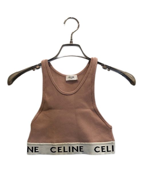 CELINE（セリーヌ）CELINE (セリーヌ) ロゴ クロップドタンクトップ/スポーツトップス ピンク サイズ:Sの古着・服飾アイテム