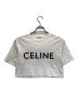 CELINE（セリーヌ）の古着「プリントルーズフィットクロップドカットクルーネックショート/ロゴ クロップド Tシャツ」｜ホワイト