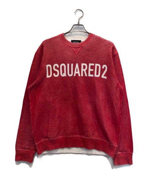 DSQUARED2（ディースクエアード）DSQUARED2 (ディースクエアード) スウェットシャツ バックウィズ ロゴ/ロゴ　スウェット レッド サイズ:Lの古着・服飾アイテム