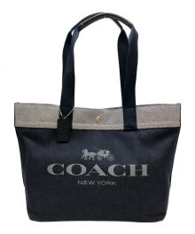 COACH（コーチ）の古着「ロゴ デニムトートバッグ/トートバッグ」｜インディゴ